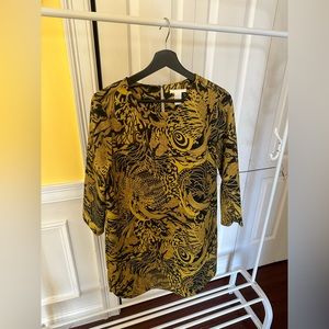 H&M Gold and Navy Printed Mini Dress - Woman Size 8